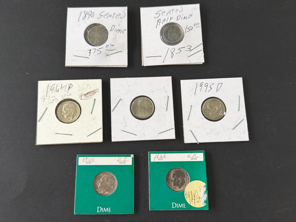US Seated Liberty and Roosevelt Dimes and Half Dime (7)