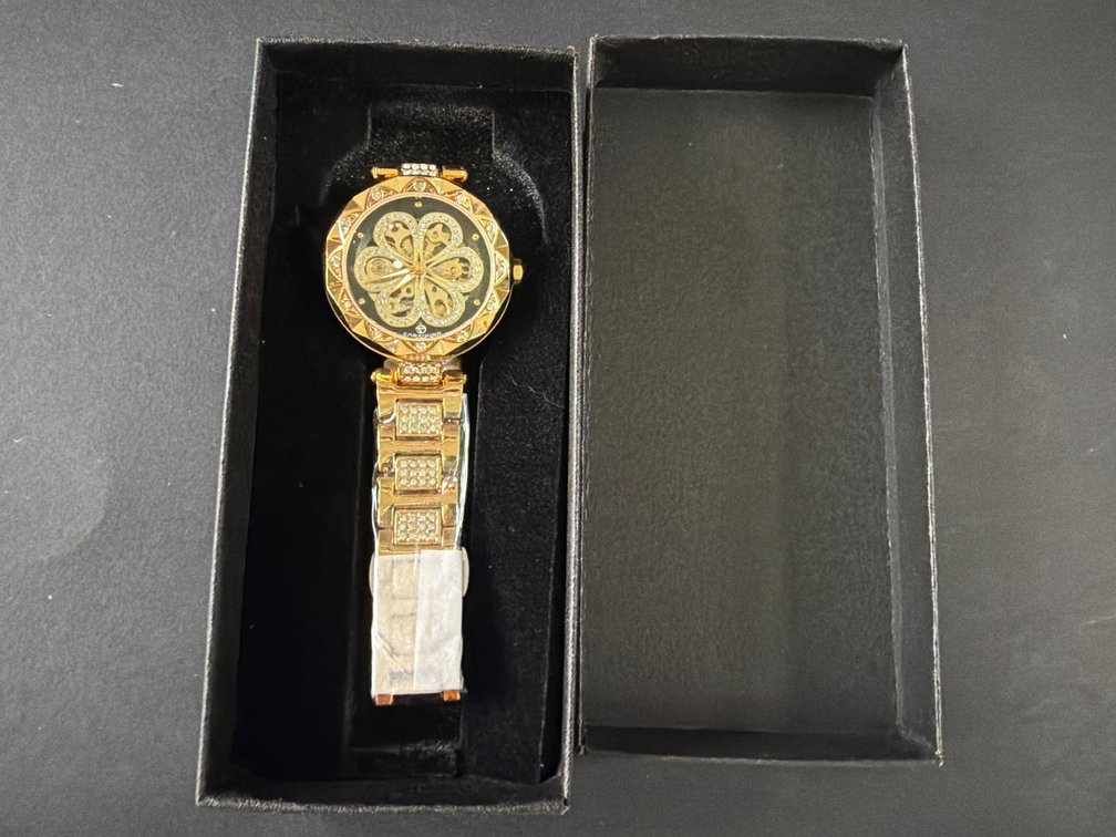 Forsining Gold-Tone Automatic Skeleton Wristwatch with Box