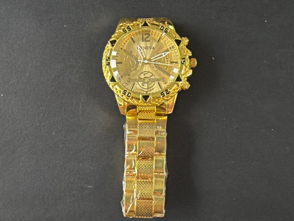 Geneva Gold-Tone Multi-Dial Wristwatch