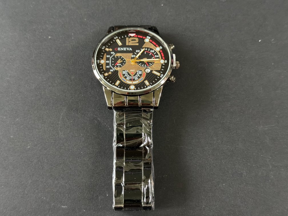 Geneva Gunmetal Chronograph-Style Wristwatch