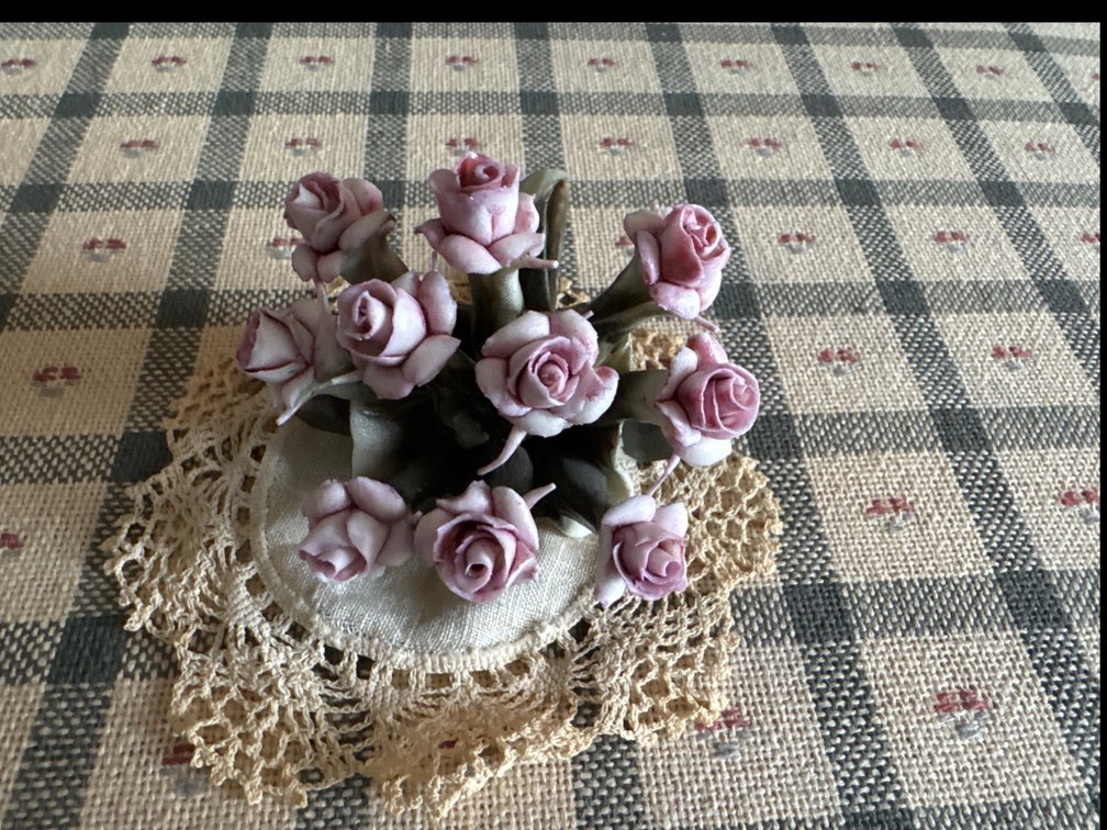 Porcelain Rose Bouquet Figurine