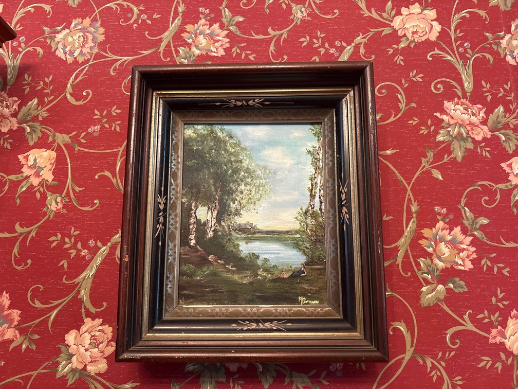 M. Brown Framed Landscape Oil Painting