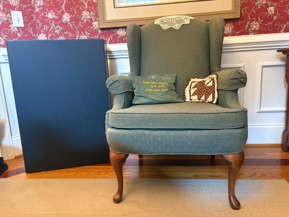Green Upholstered Wingback Armchair
