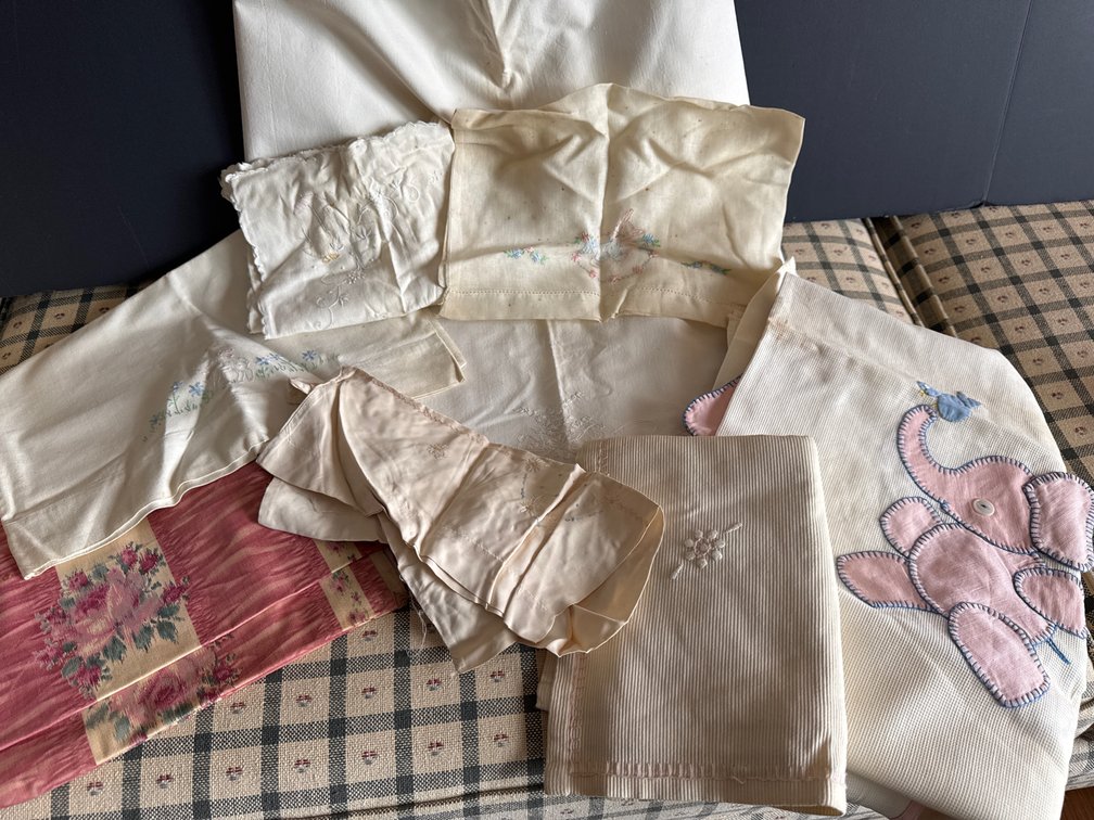 Vintage Embroidered Baby Linens & Textiles