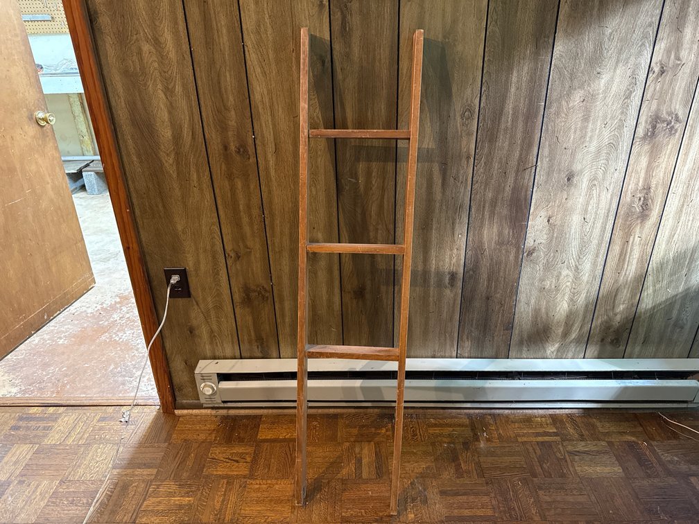 Wooden Ladder with Metal Brackets