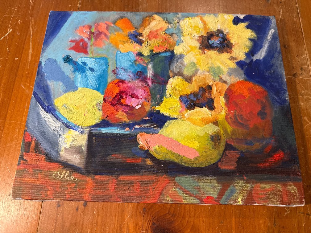 Ollie Signed Still Life Painting on Canvas