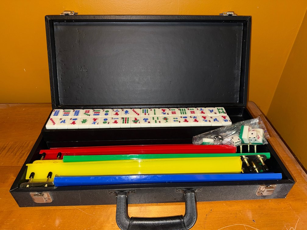 Mahjong Game Set with Racks and Carrying Case