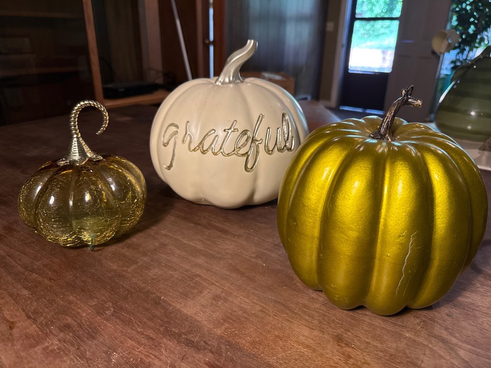 Three Decorative Autumn Pumpkins