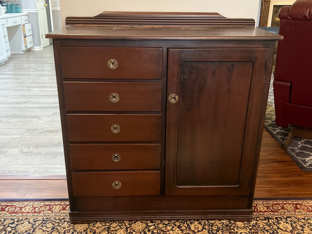 Dark Stained Wood Gentleman's Chest Cabinet