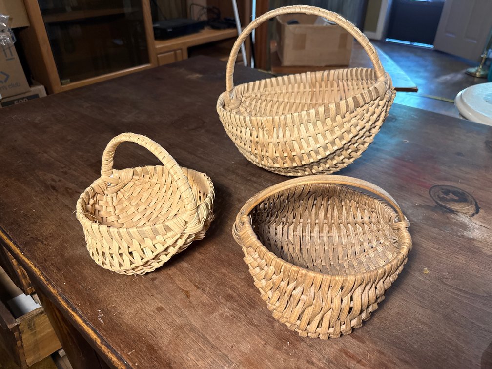 Woven Wood Splint Baskets and Wicker Spheres
