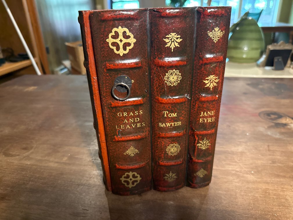 Faux Book Stack Hinged Storage Cabinet