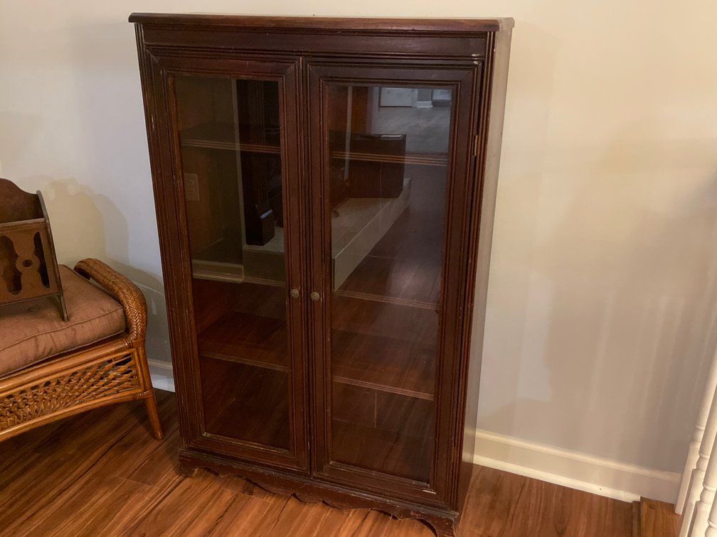 Dark Wood Two-Door Glass Display Cabinet