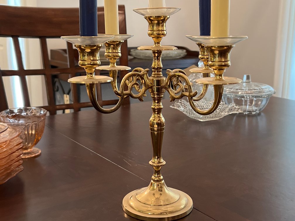Hampton Brass 5-Arm Polished Brass Candelabra