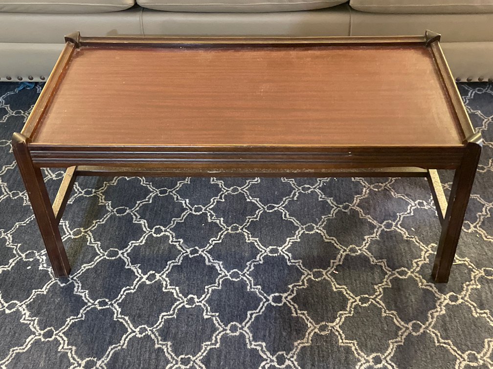 Dark Wood Rectangular Tray-Top Coffee Table