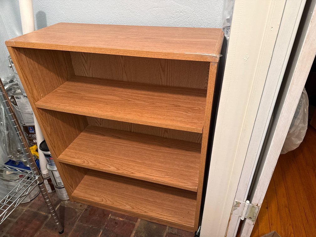 Oak-Finish Laminate Three-Shelf Bookcase