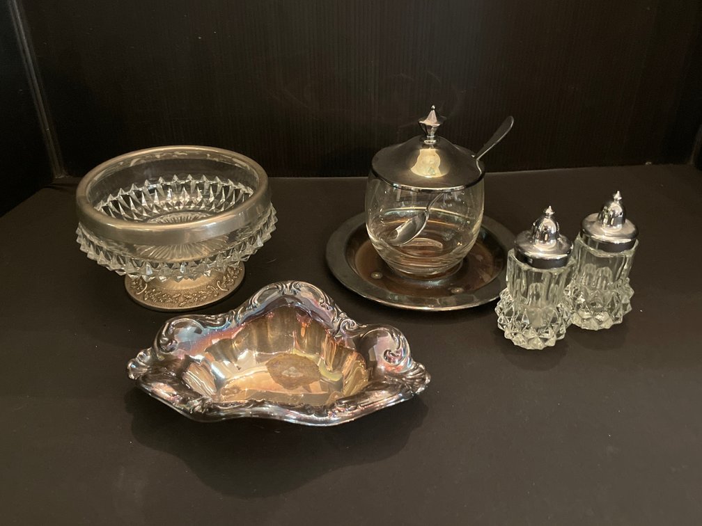Cut Glass and Silver-Tone Metal Tableware