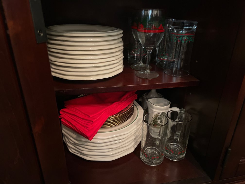 Holiday Ceramic Dinnerware and Holly Motif Glassware
