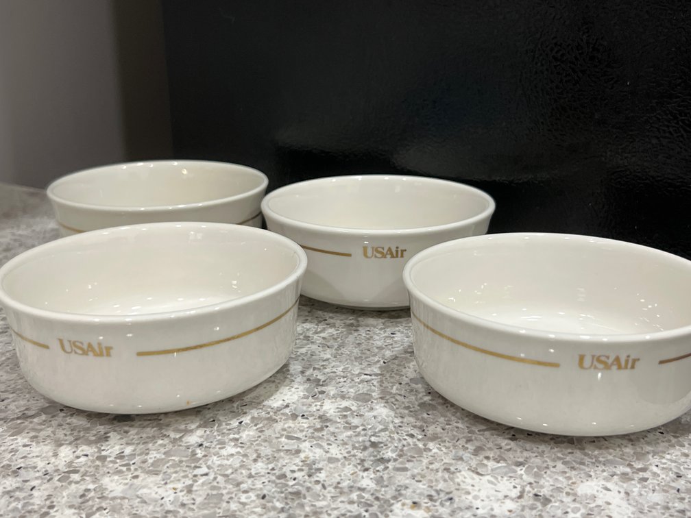 USAir Gold Trim Ceramic Bowls