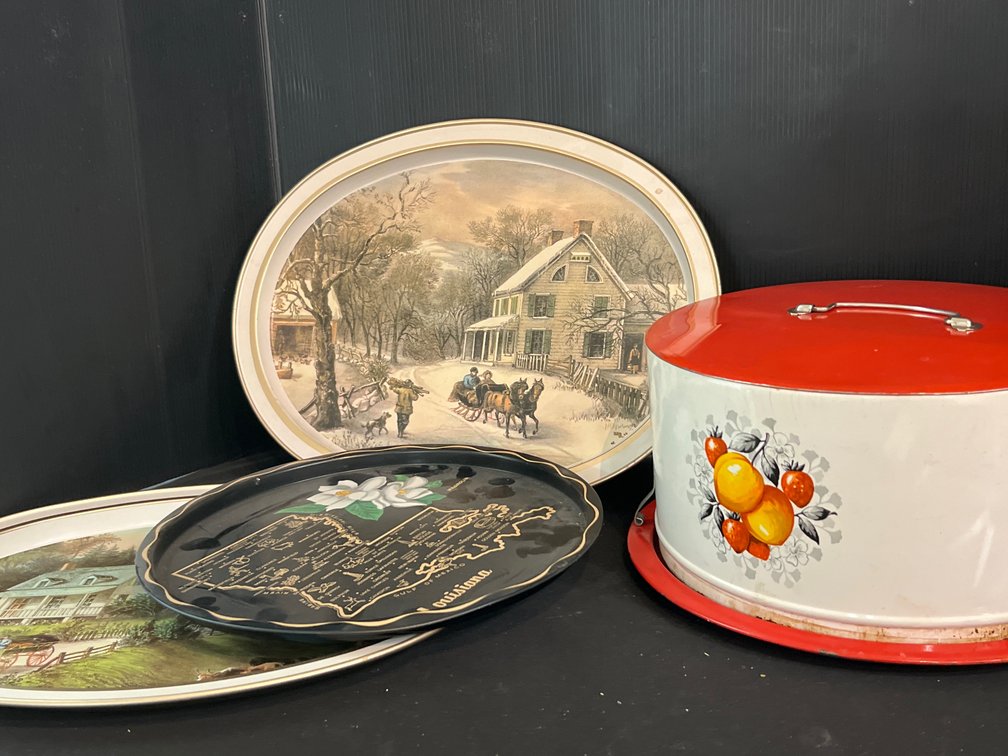 Metal Cake Carrier & Serving Trays