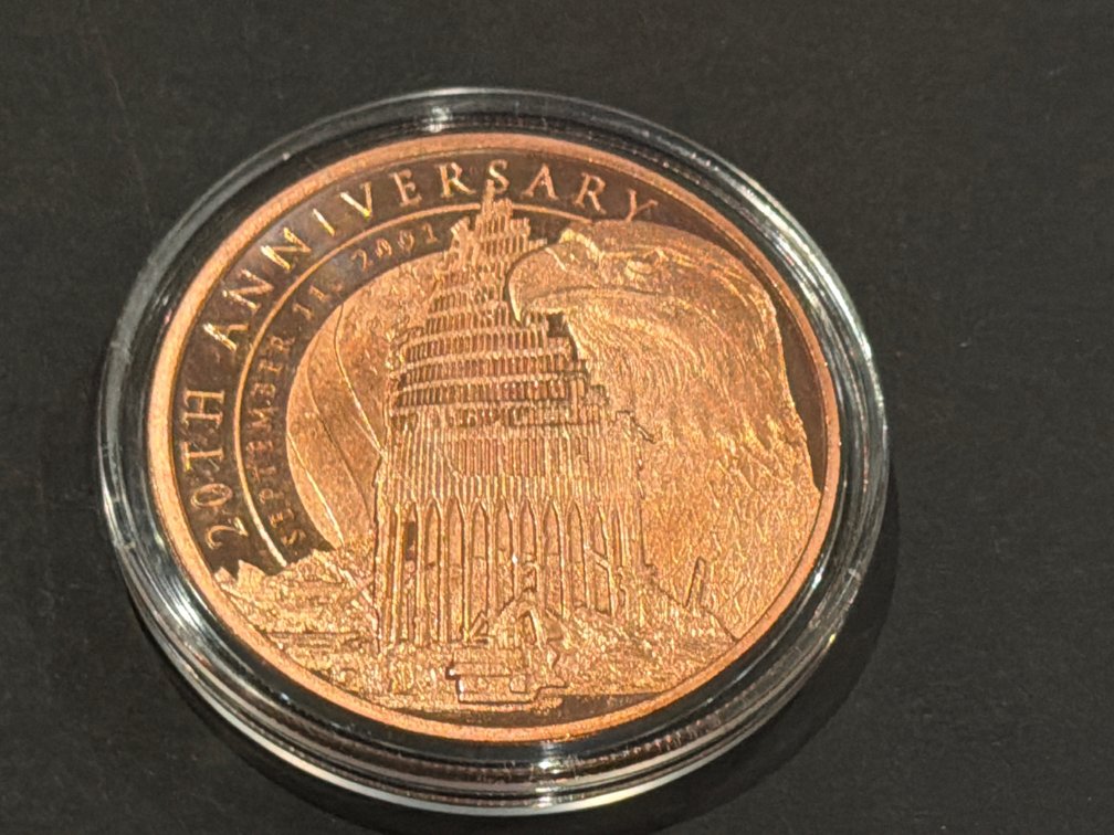 September 11 20th Anniversary 1 AVDP oz .999 Fine Copper Round