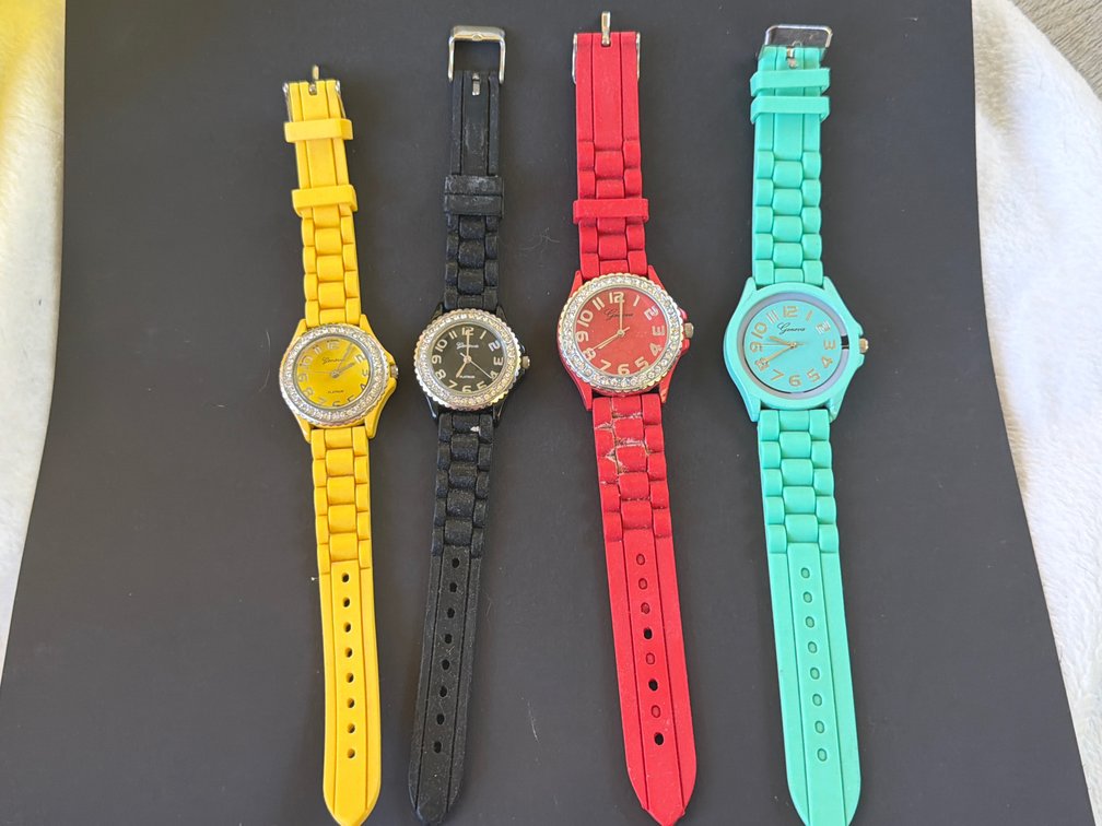 Geneva Silicone Link-Style Quartz Wristwatches