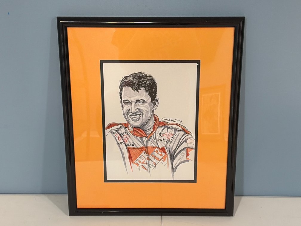 Sam Bass Framed Tony Stewart NASCAR Illustration
