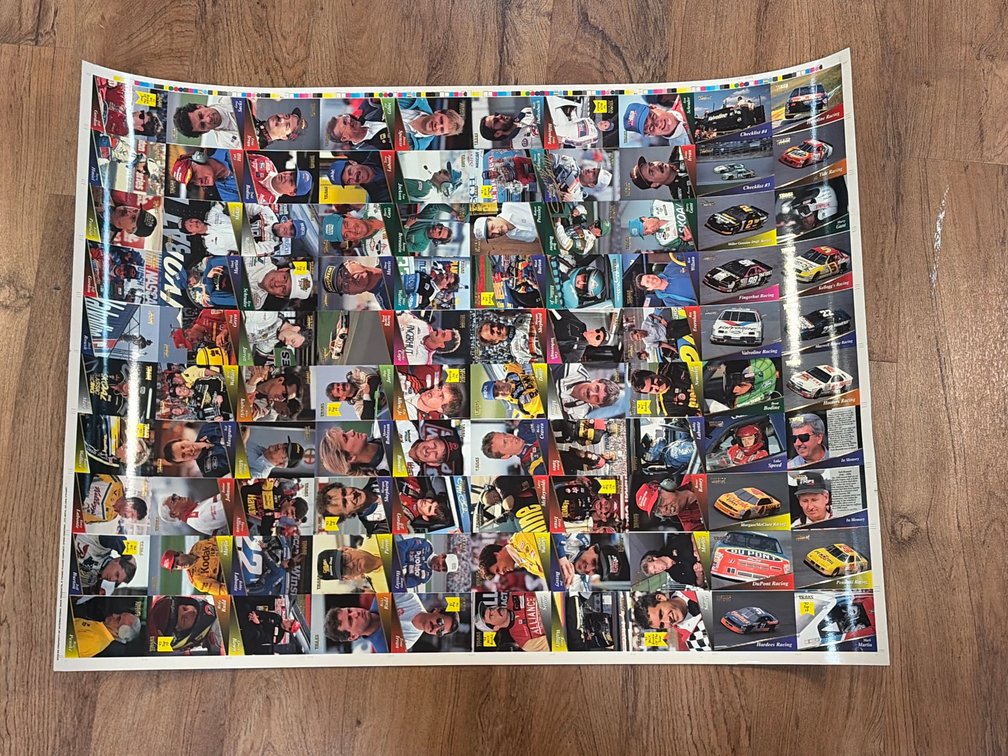1994 Traks Premium NASCAR Uncut Racing Trading Card Sheet