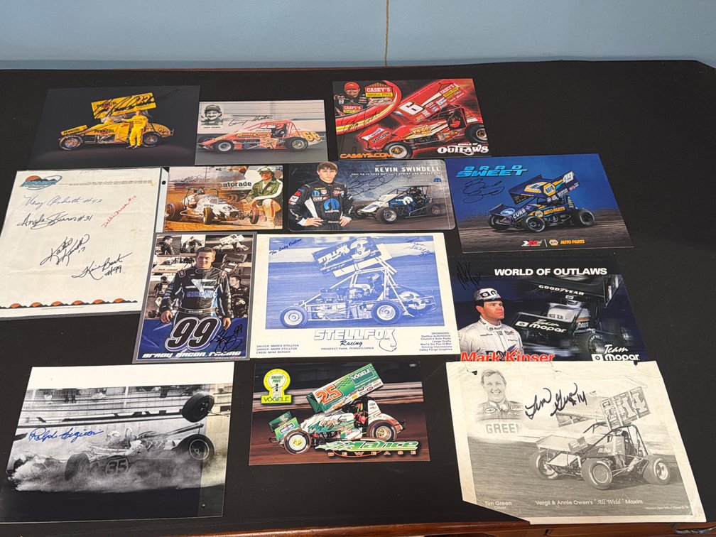 Sprint Car Racing Hero Cards, Autographed Photos, and Programs