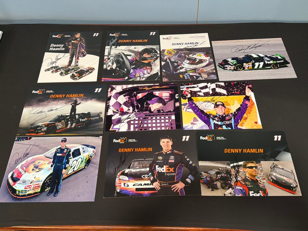 10-Denny Hamlin Autographed NASCAR Hero Cards and Photos