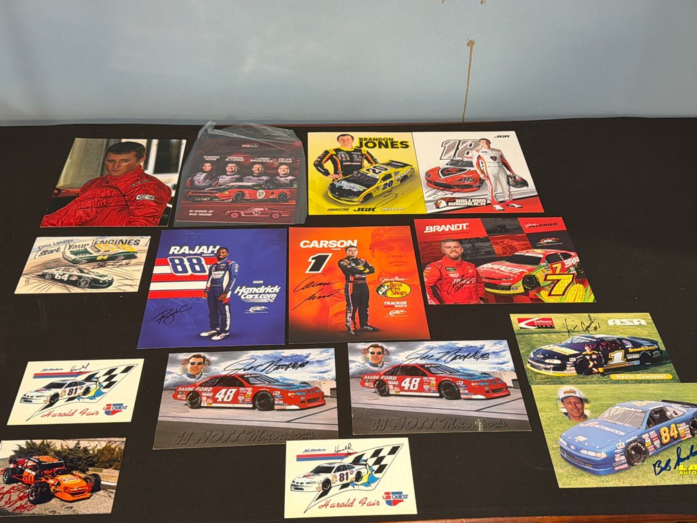 50-Autographed Racing Hero Cards and Driver Photographs