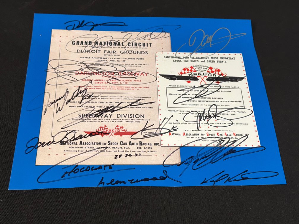 14 Autographed 1951 Racing Display and Winston Cup Photograph