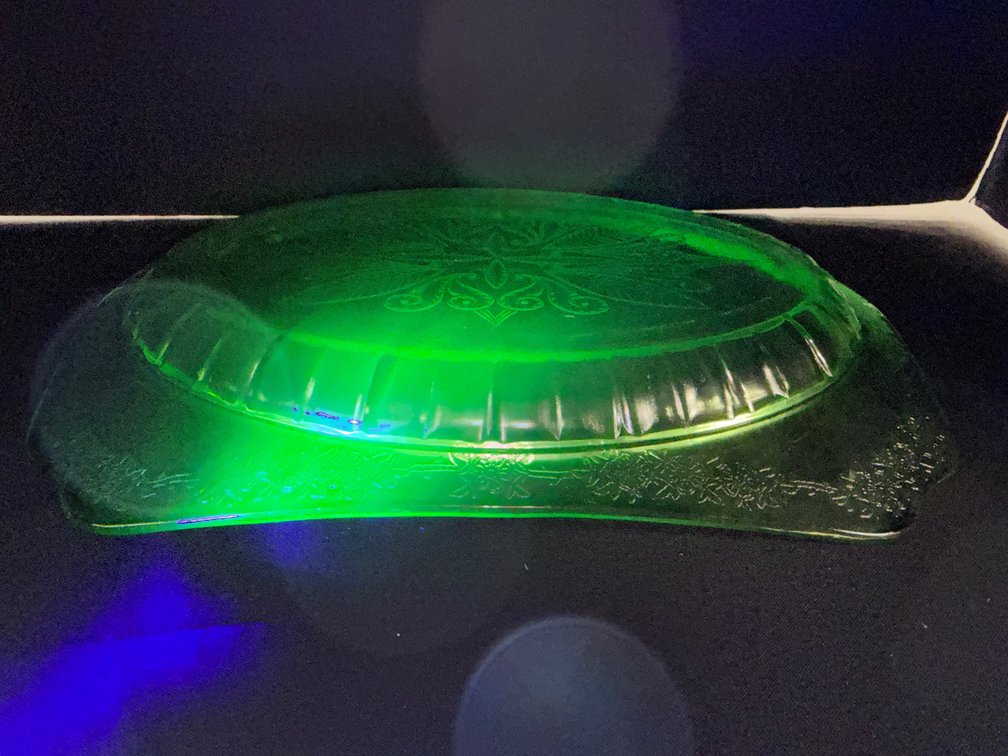 Green Uranium Depression Glass Serving Platter