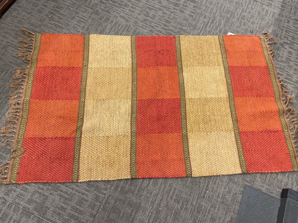 Geometric Banded Flatweave Rug