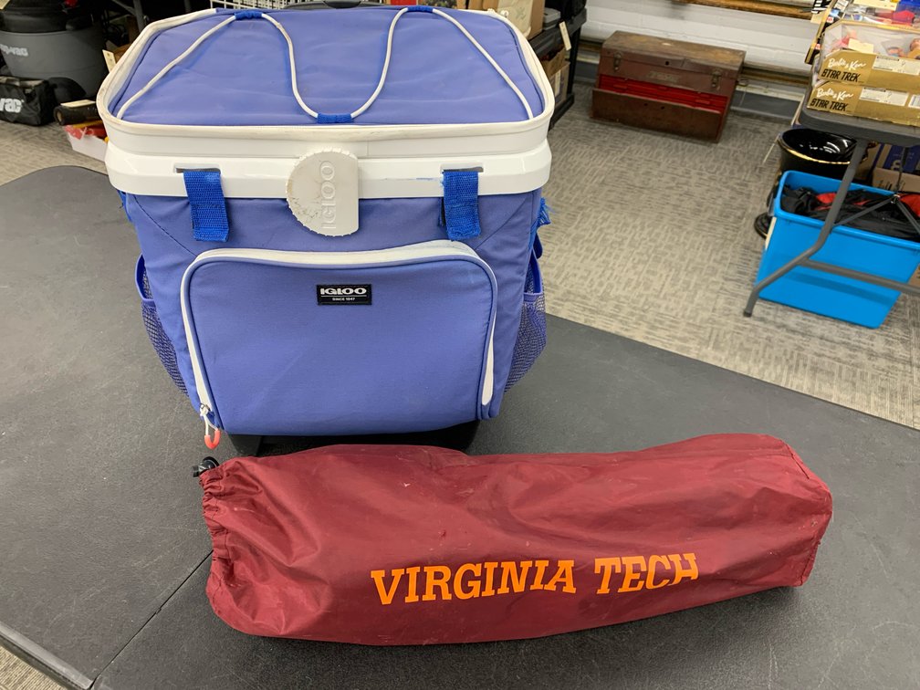 Igloo Wheeled Cooler and Virginia Tech Folding Camp Chair