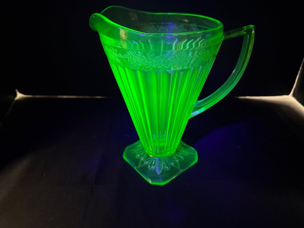 Green Uranium Depression Glass Pitcher