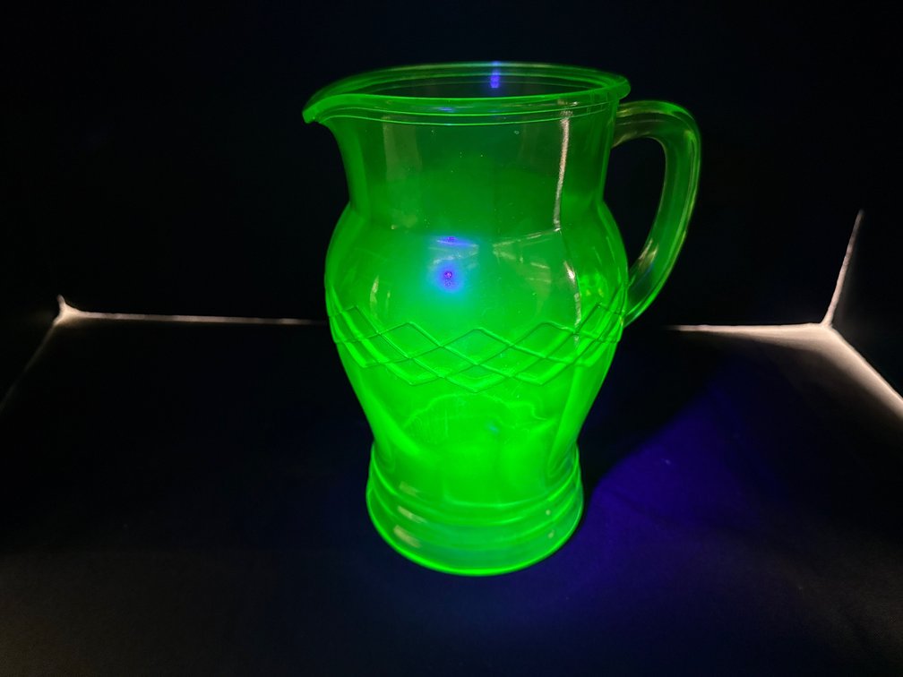 Green Uranium Depression Glass Pitcher