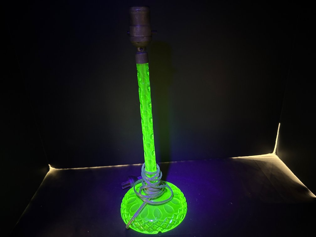 Green Uranium Glass Boudoir Lamp Base