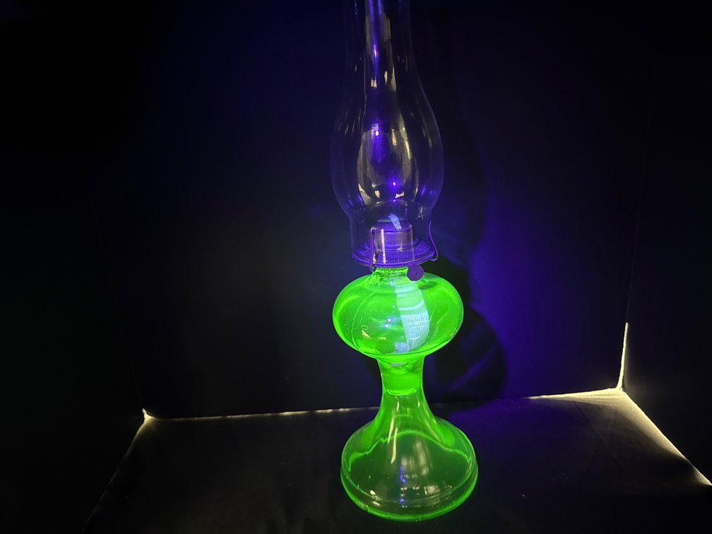 Uranium Glass Kerosene Oil Lamp