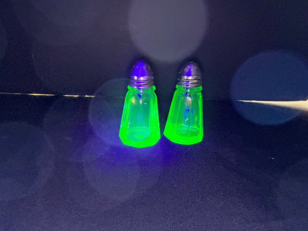 Green Uranium Glass Salt and Pepper Shakers