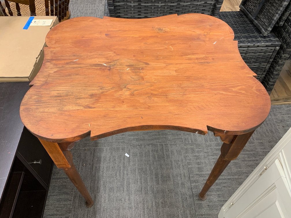Vintage Scalloped Wood Occasional Table