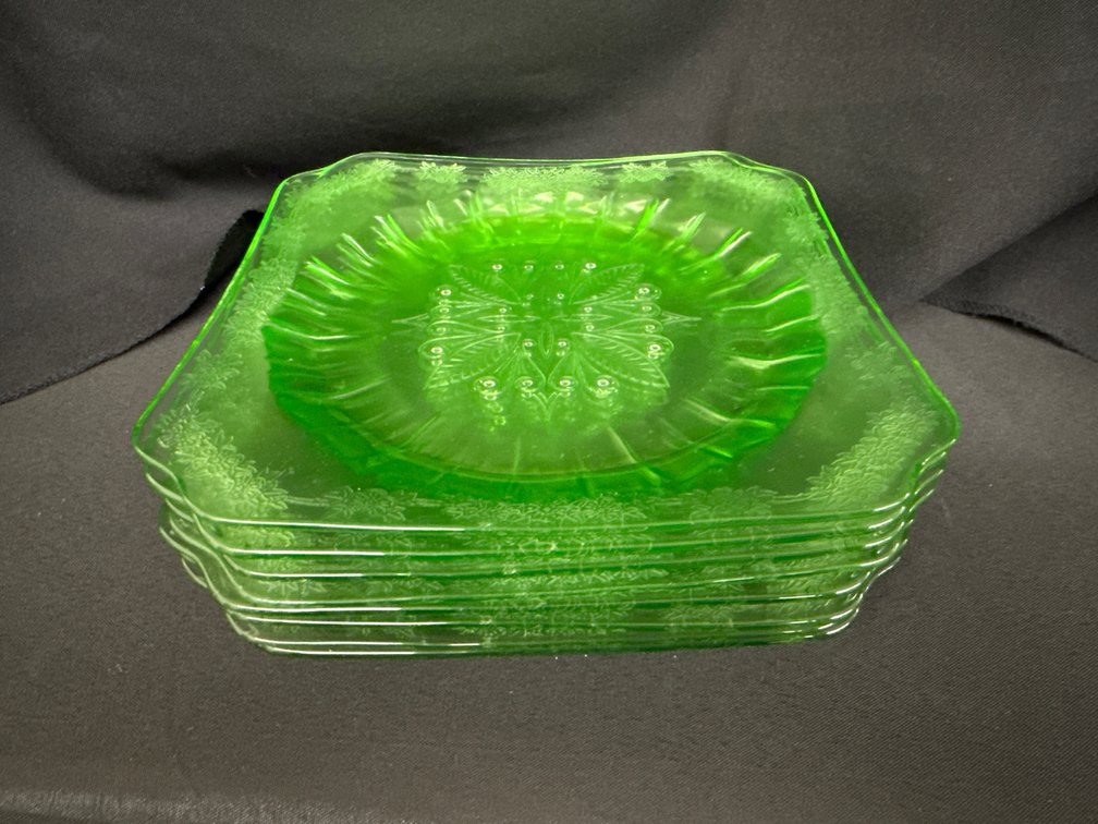Green Uranium Depression Glass Plates