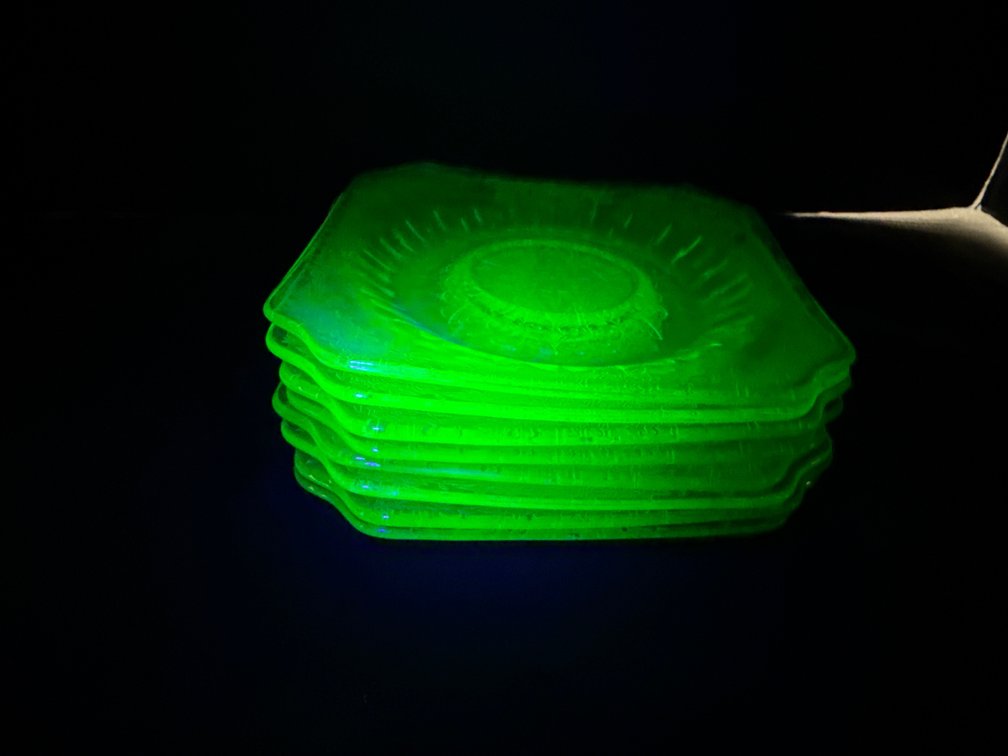Green Uranium Depression Glass Plates