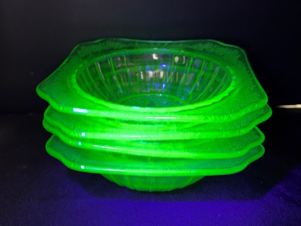 Green Uranium Depression Glass Bowls