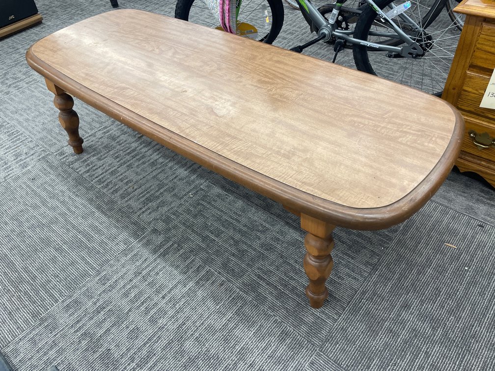Oblong Wooden Coffee Table with Turned Legs