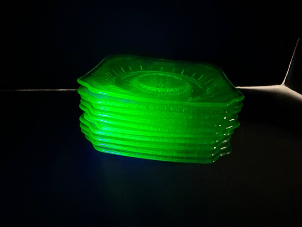 Green Uranium Pressed Glass Plates