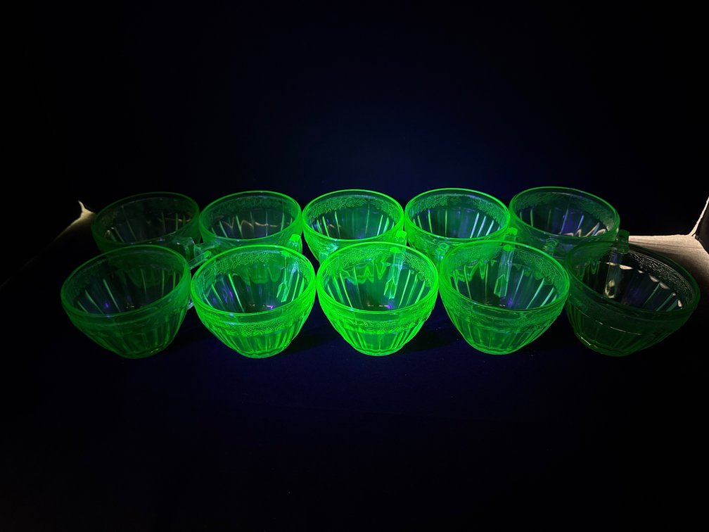 Green Uranium Pressed Glass Punch Cups