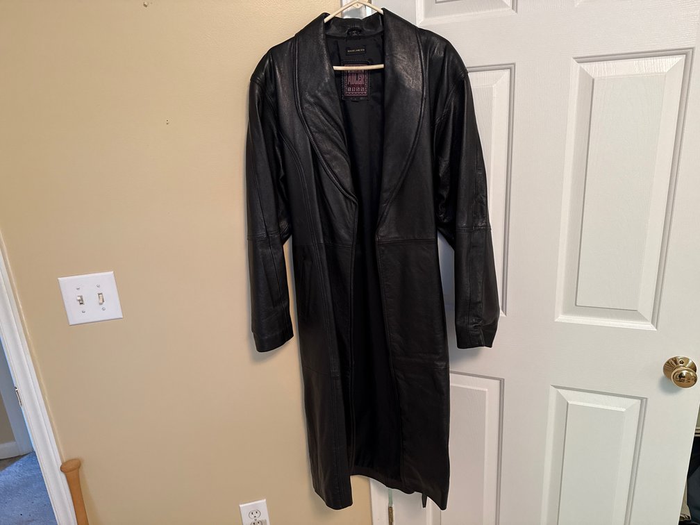 Adler Lambskin Leather Belted Coat, Size L