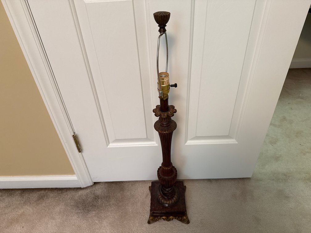 Carved Column Table Lamp with Acanthus Leaf Motifs