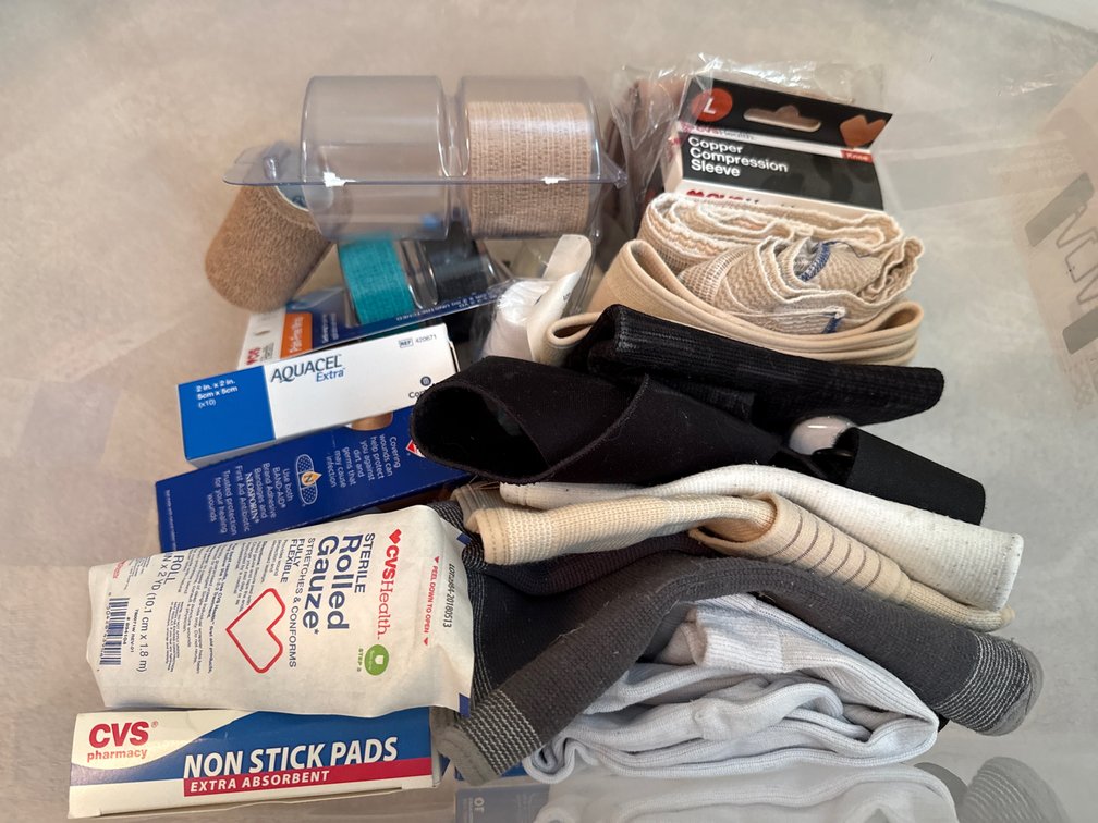 First Aid, Wound Care, and Foot Care Supplies with Storage Tote