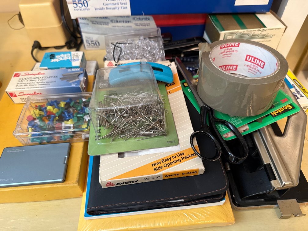 Office Supplies, Electric Pencil Sharpener, and Stapler